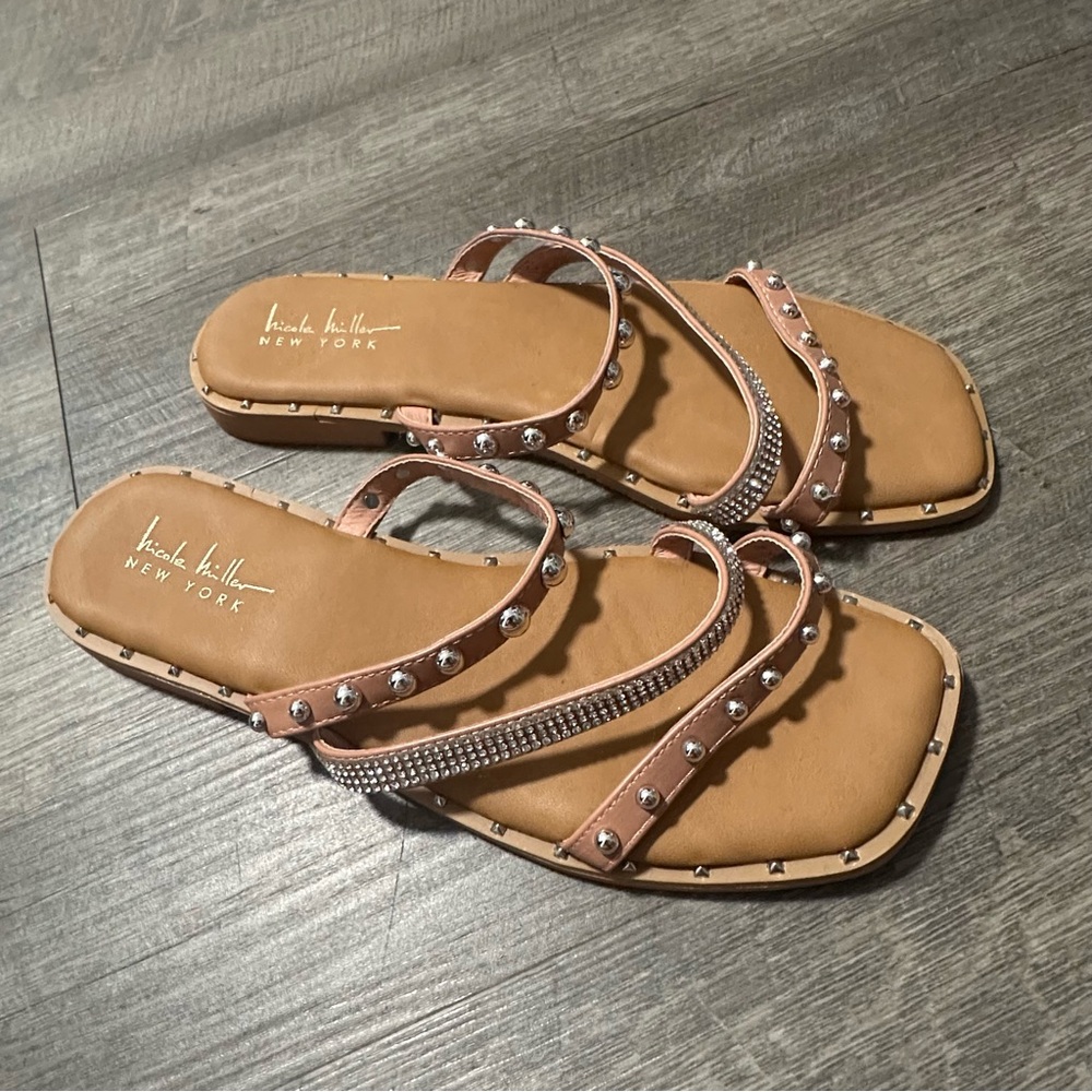Nichole miller Tan Studded Sandals